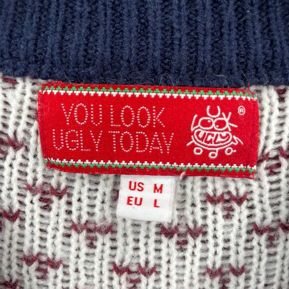 You Look Ugly Today Christmas Sweater Women's Medium Red/White Knit Party - Picture 4 of 9